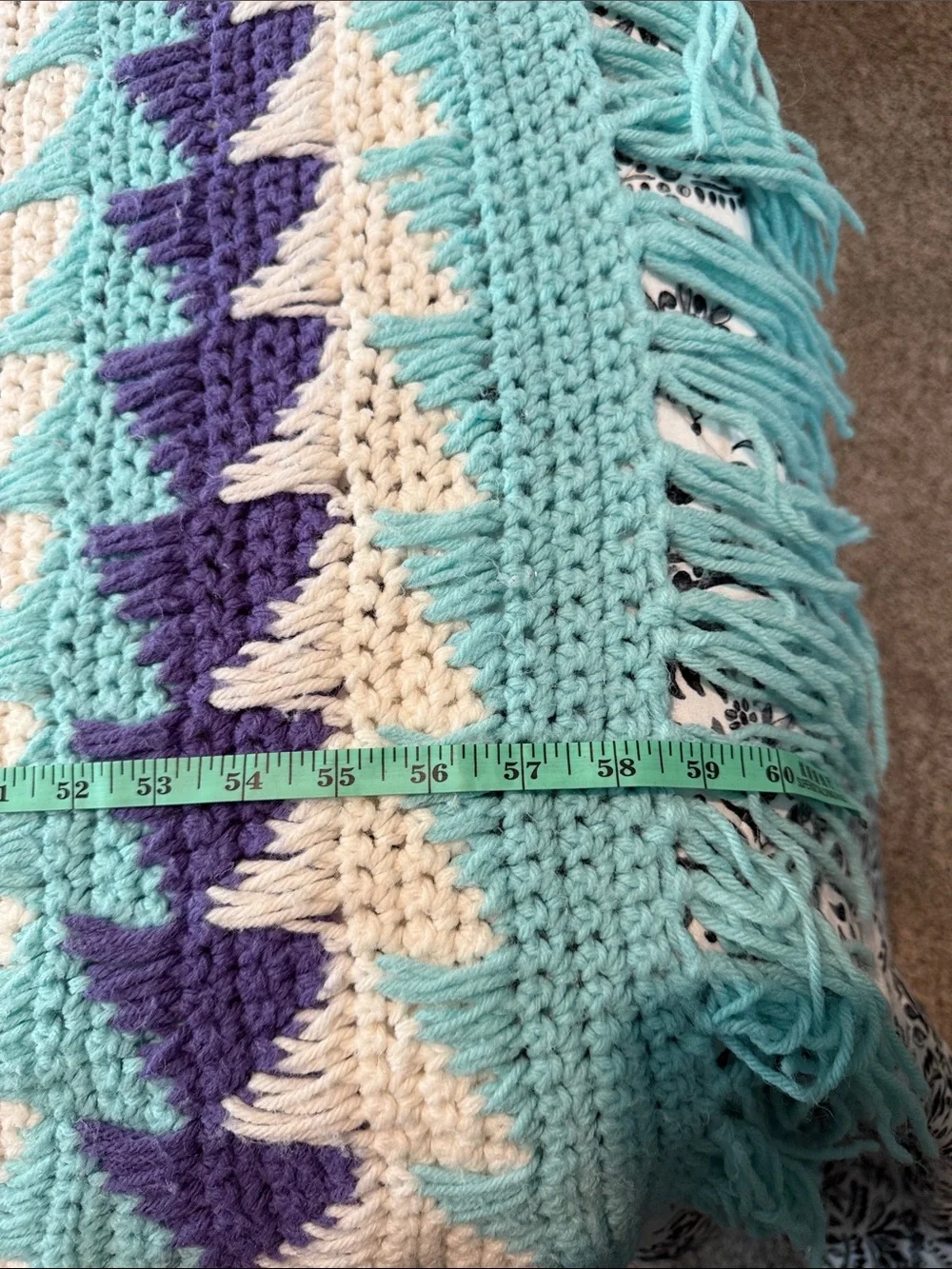 Handmade Chevron Throw Blanket in turquoise , Purple & white